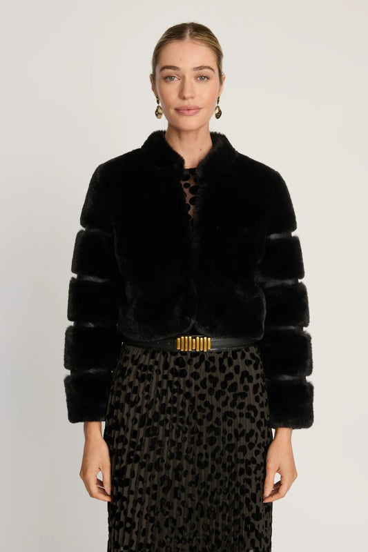 ABRIL FAUX FUR JACKET IN BLACK