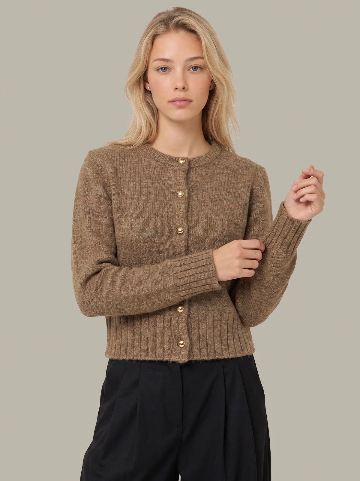 JAMES FUZZY BUTTON CREW CARDI