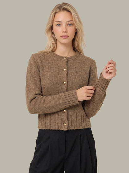 JAMES FUZZY BUTTON CREW CARDI