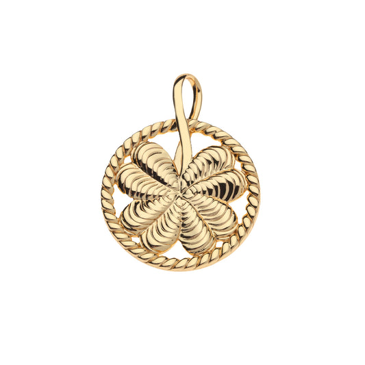 Gold knot pendant on a white background