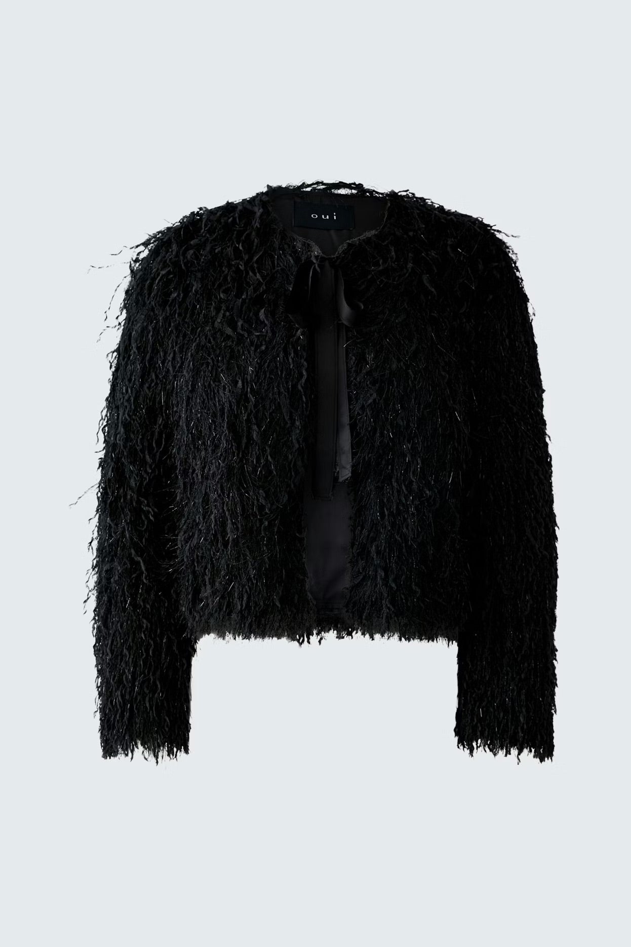 OUI BLACK SHAGGY JACKET