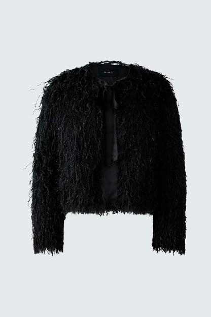 OUI BLACK SHAGGY JACKET