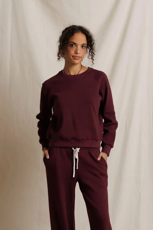 ZOE WAFFLE RAGLAN CREW NECK LS