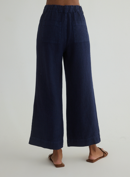 PLEATED WIDE LEG ANKLE PANT