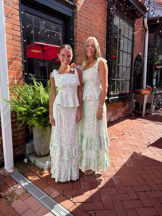 GREEN TOP & LONG SKIRT SUMMER SET