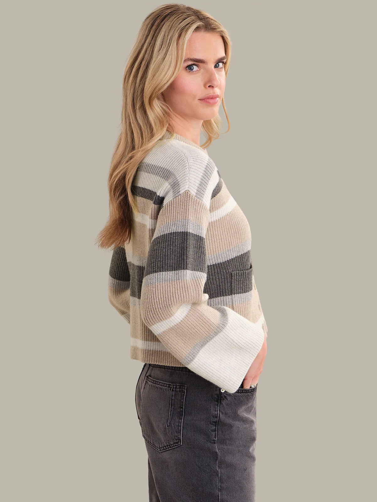 AUDREY CREWNECK STRIPE CARDIGAN