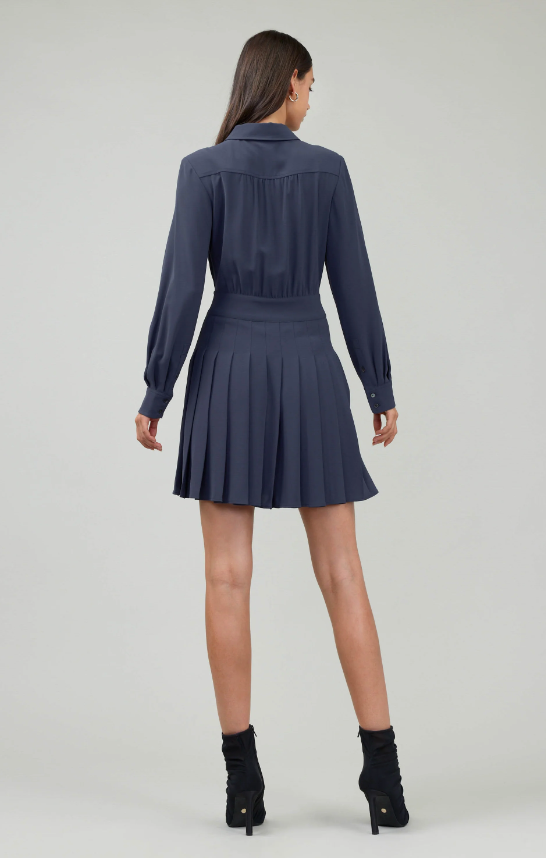 BUTTON DOWN PLEATED DRESS