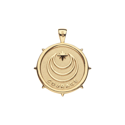 JW ORIGINAL PENDANT COIN W/ROLO CHAIN - COURAGE - GOLD