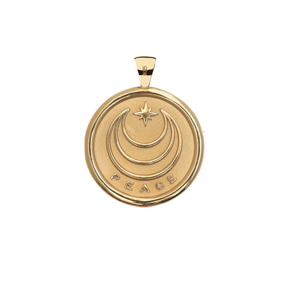 JW ORIGINAL PENDANT COIN W/ROLO CHAIN - PEACE - GOLD