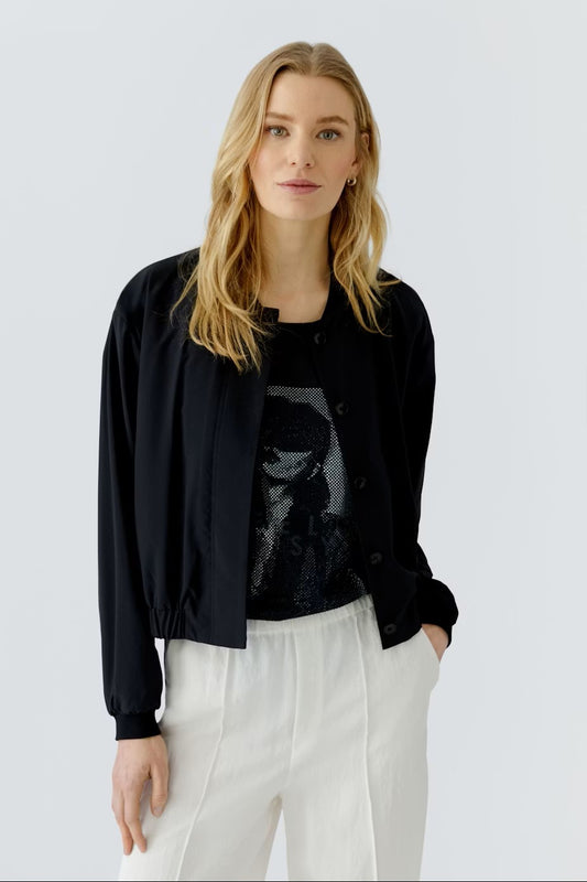 OUI HIGH COLLAR BLACK JACKET