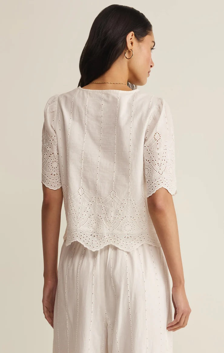 OCEANSIDE EMBROIDERED TOP