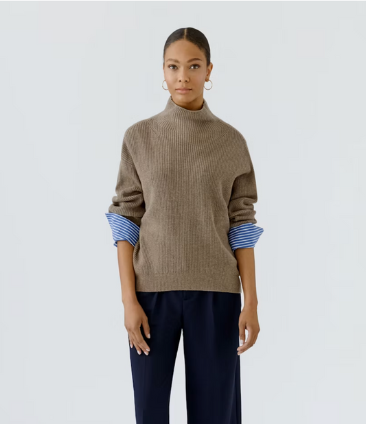 OUI TAUPE MELANGE PULLOVER SWEATER
