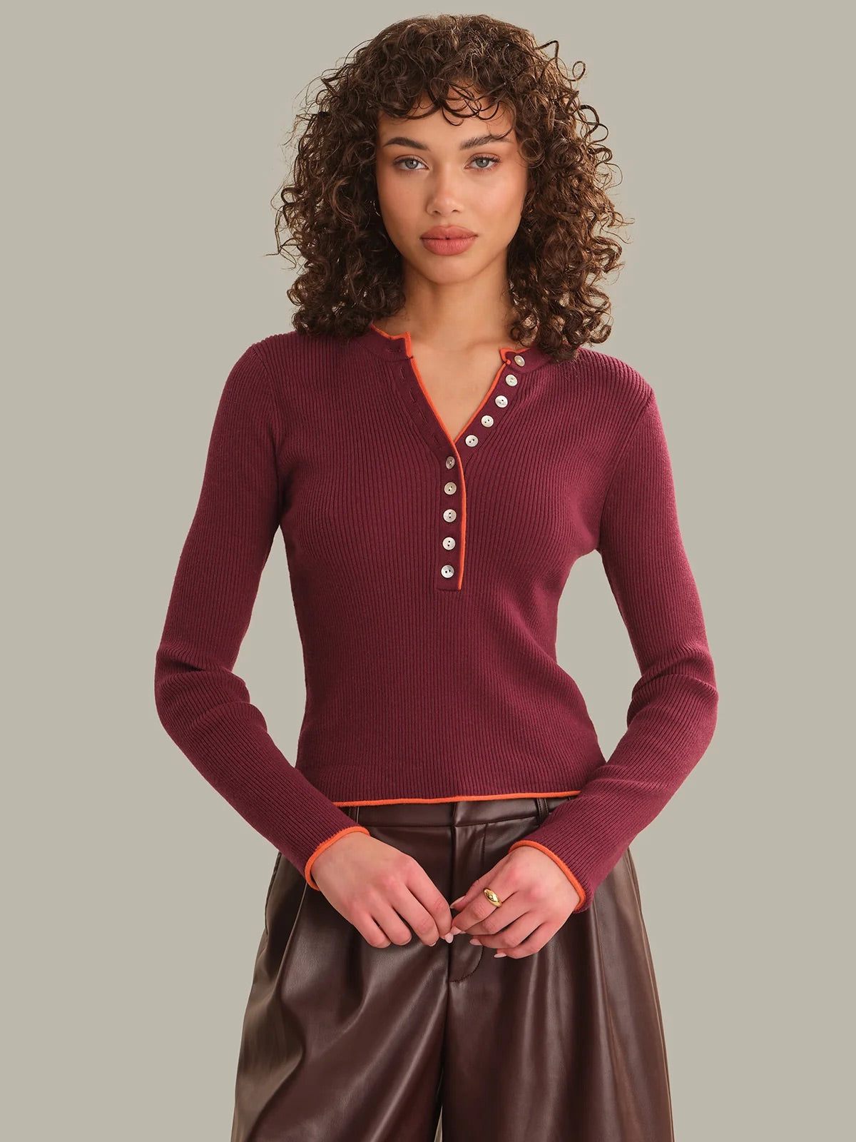 EMMELINE RIB LAYERED HENLEY