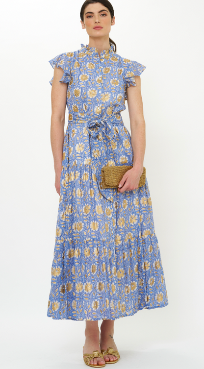 RUFFLE COLLAR BUTTON MAXI