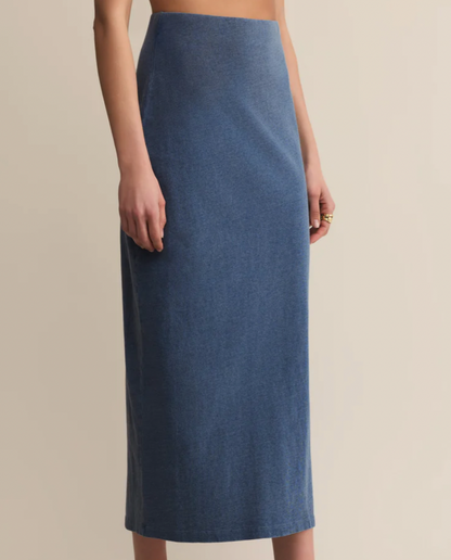 GAIL JERSEY DENIM MIDI SKIRT