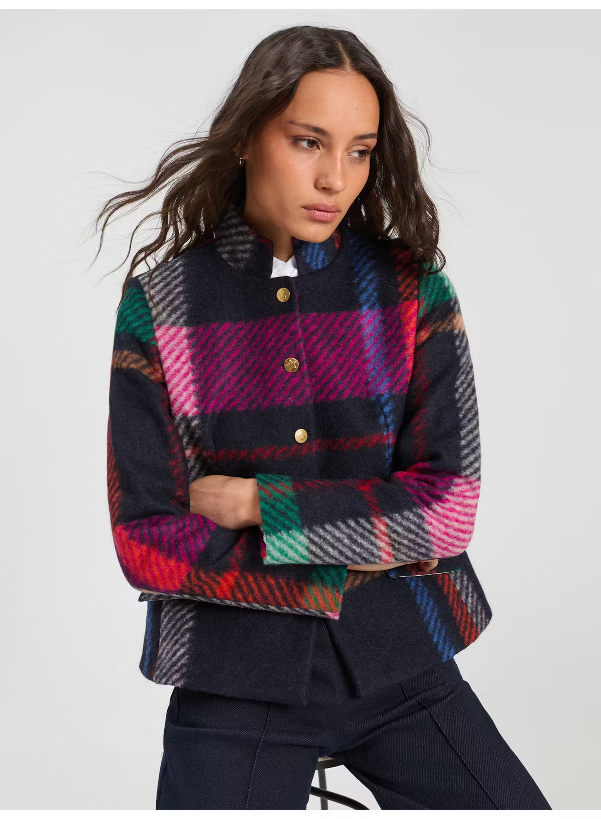 PLAID COAT WITH BRIGHT COLORS