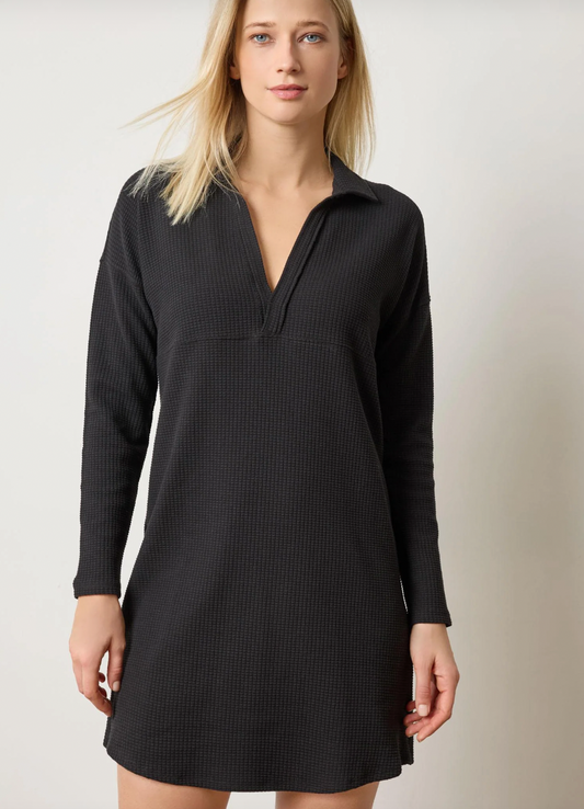 SPLIT NECK COLLARED DRESS