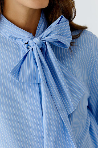 OUI BLUE WHITE BLOUSE WITH TIE