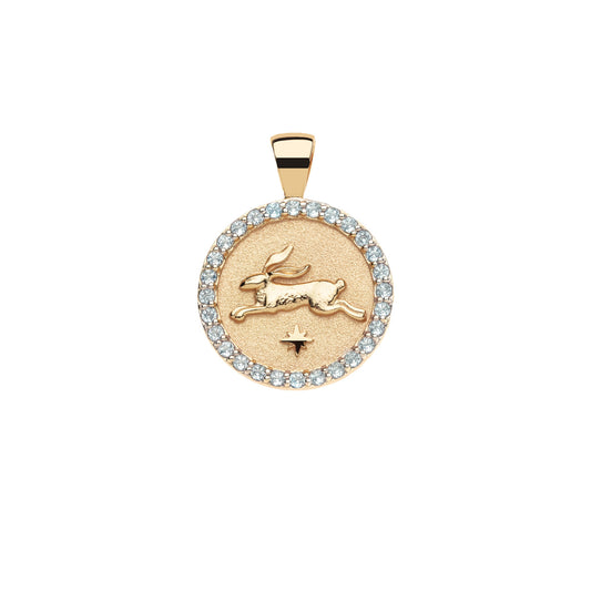 JW LUCKY RABBIT JW SMALL EMBELLISHED PENDANT COIN 16-18" CLASSIC ROLO