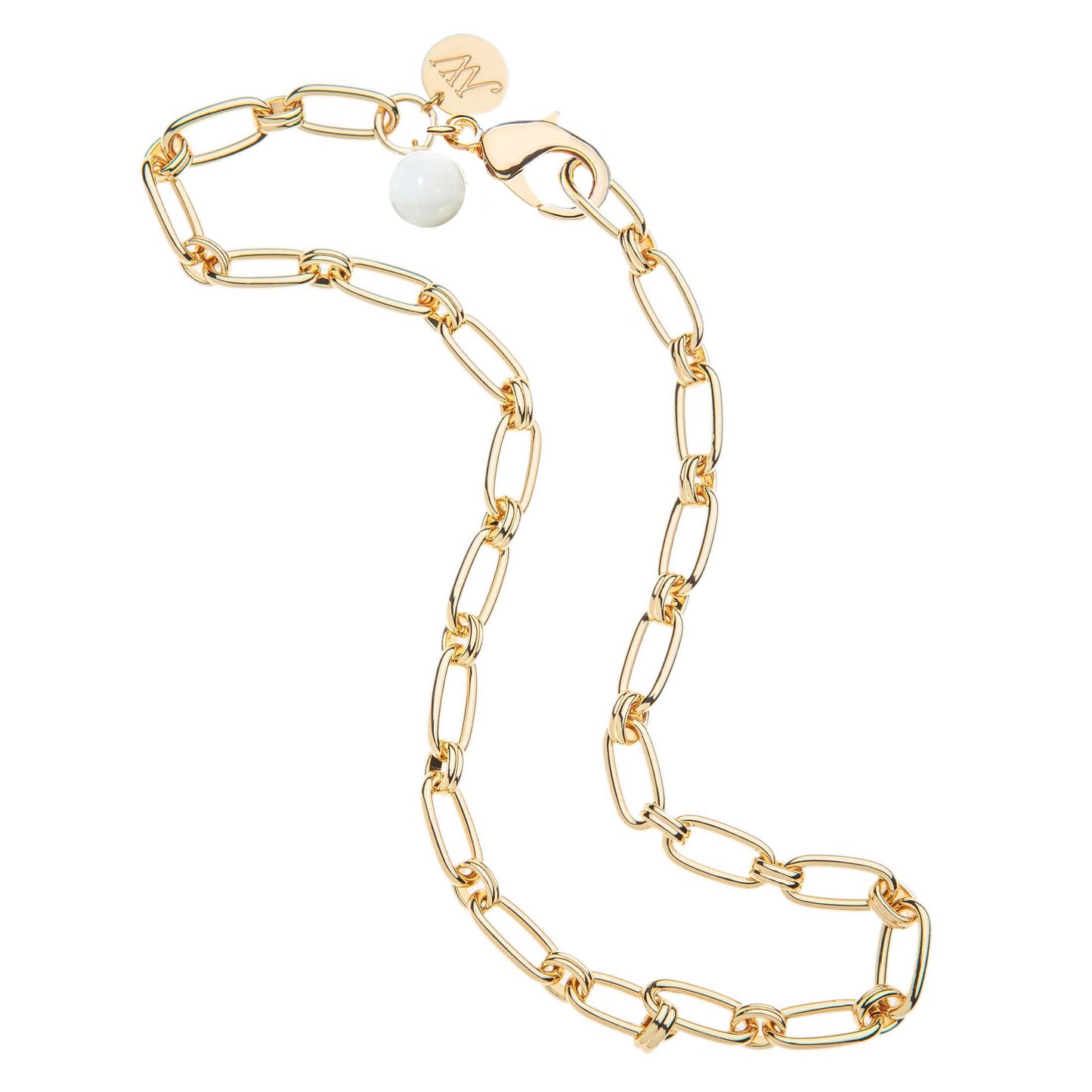 JW WHEELS OF FORTUNE  CHAIN W/ MOP BEAD 18"