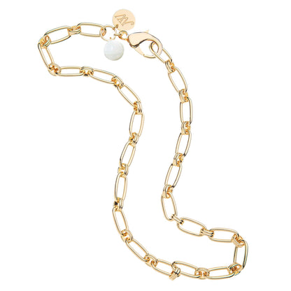 JW WHEELS OF FORTUNE  CHAIN W/ MOP BEAD 18"
