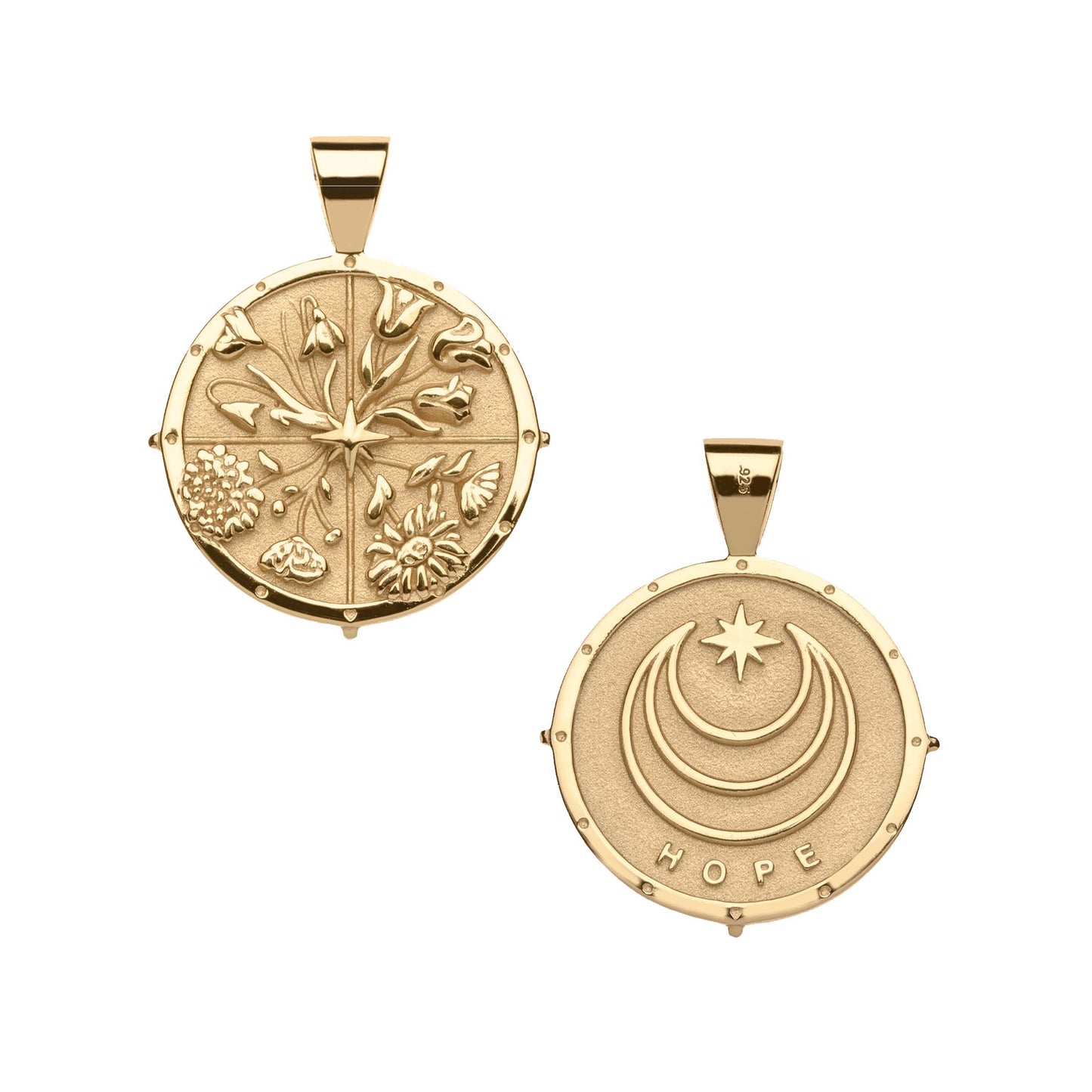 JW SMALL PENDANT COIN W/ ROLO CHAIN - HOPE - GOLD