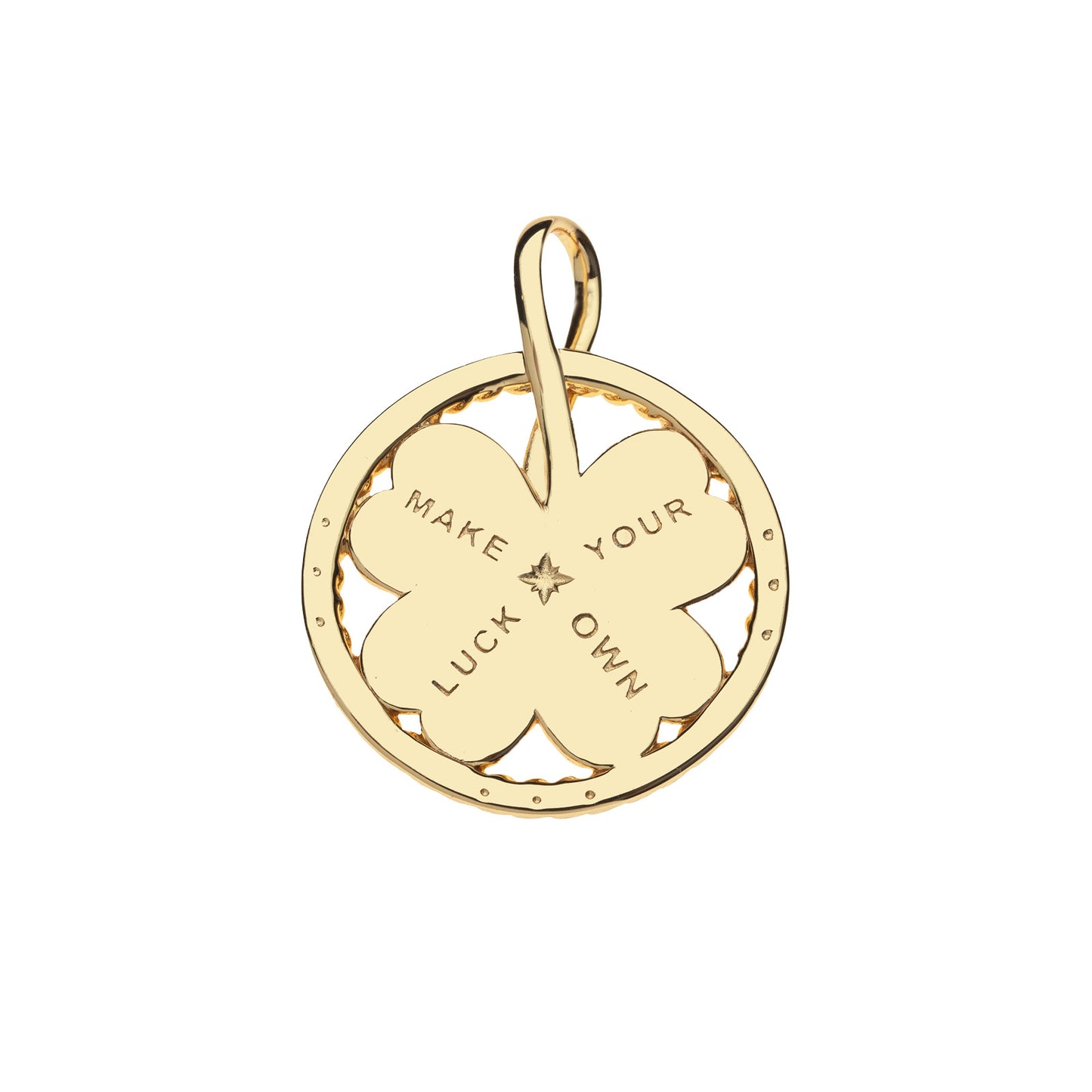 JW LUCKY CLOVER CUTOUT PENDANT COIN CLASSIC ROLO 16-18"