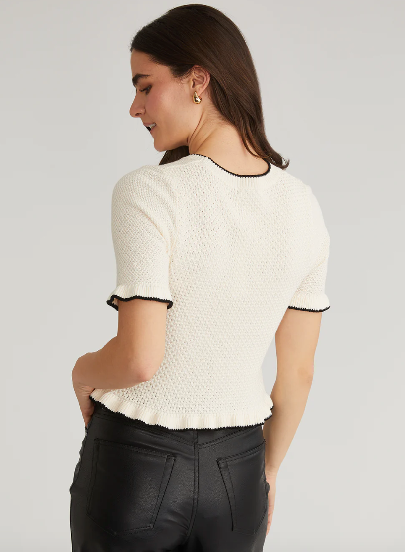 CAROLINE MIXED STITCH RUFFLE PULLOVER