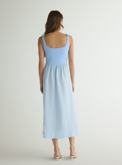 SLEEVELESS KNIT COMBO DRESS