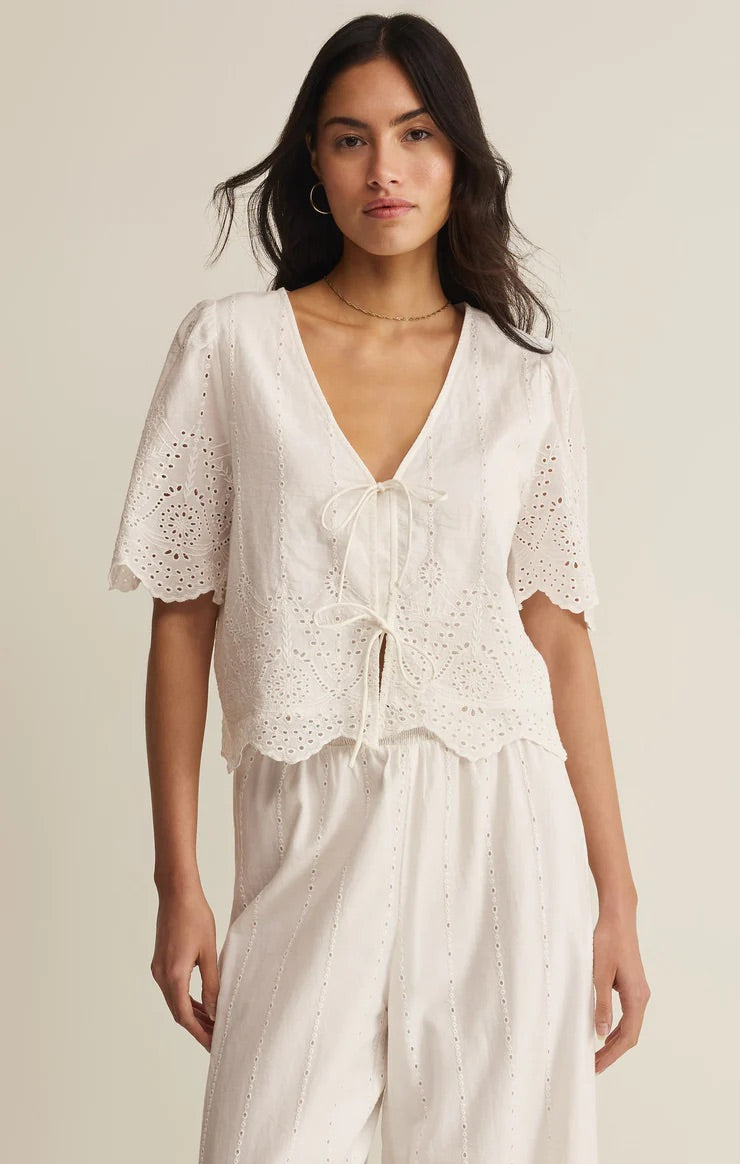OCEANSIDE EMBROIDERED TOP