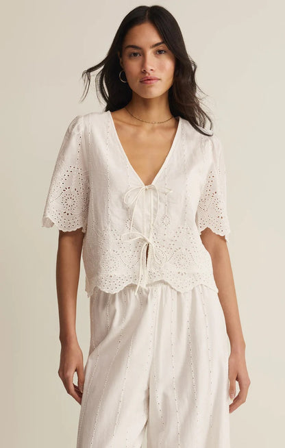 OCEANSIDE EMBROIDERED TOP
