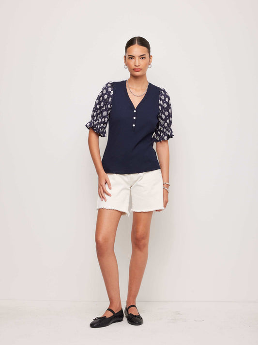 TAMRA CONTRAST POOF SLEEVE TOP