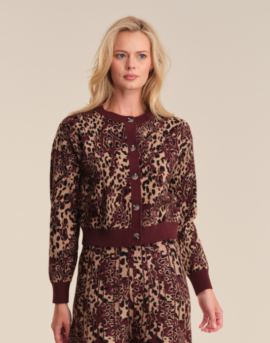 CREW NECK LEOPARD CARDI