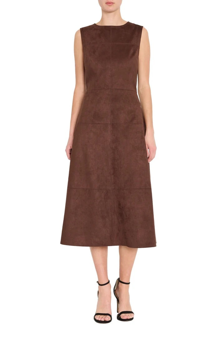 FRANKIE SUEDE BELTED MIDI DRESS