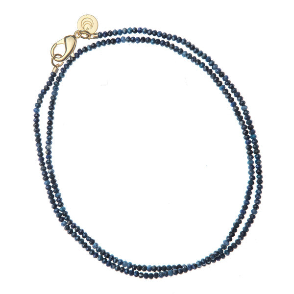 JW DIAMOND CUT DOUBLE WRAP BEADED NECKLACE IN KYANITE