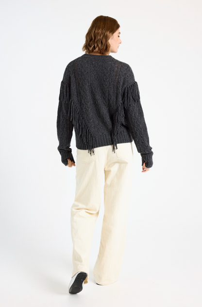 CABLE FRINGED CREW