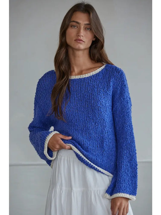 CONTRAST HEM SWEATER
