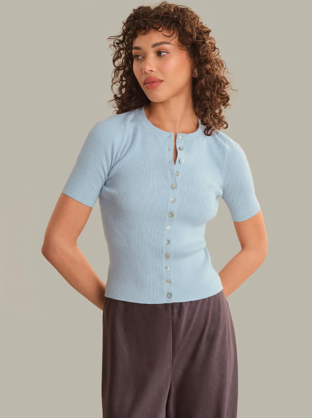 GEORGIE ELBOW SLEEVE BUTTO DOWN CARDI