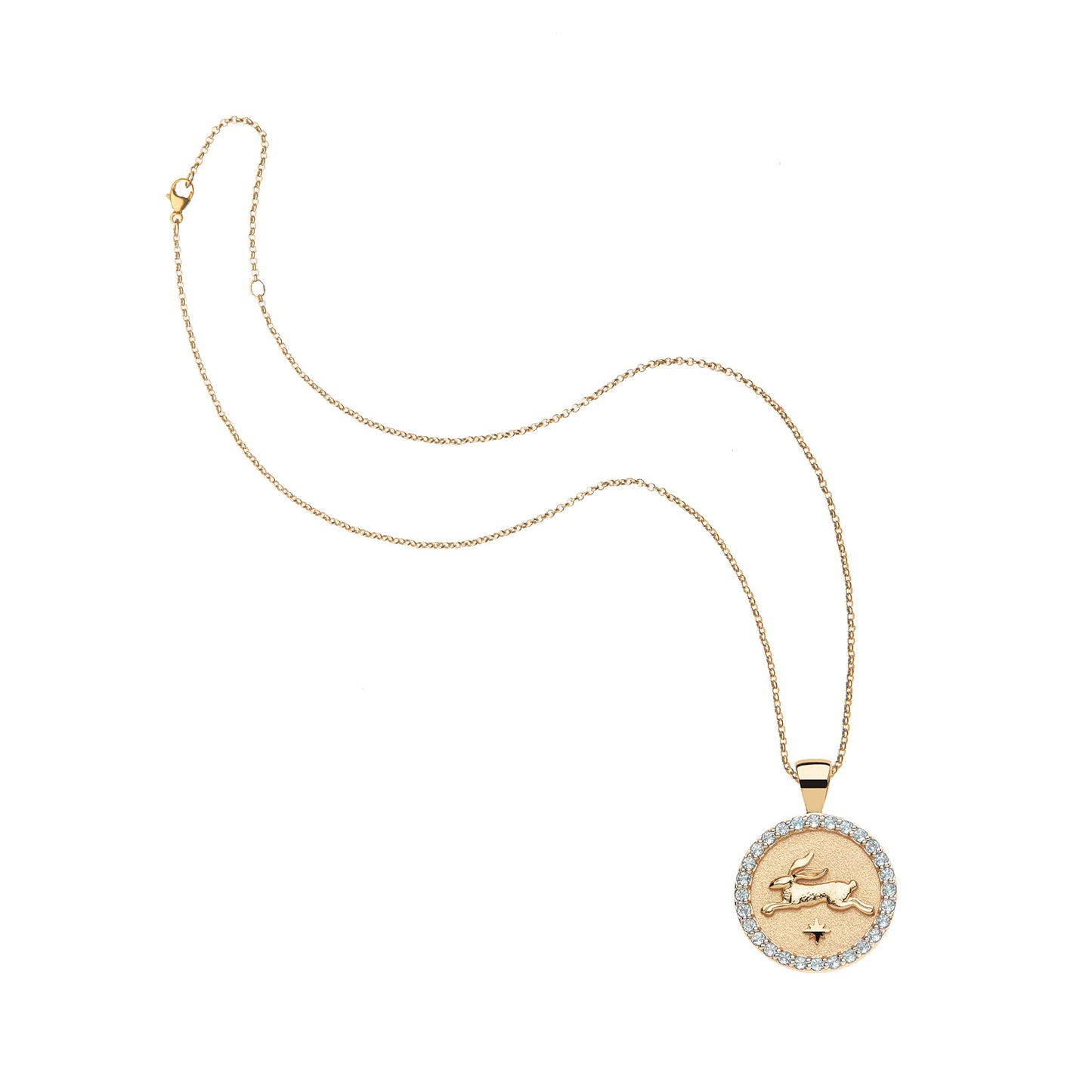 JW LUCKY RABBIT JW SMALL EMBELLISHED PENDANT COIN 16-18" CLASSIC ROLO