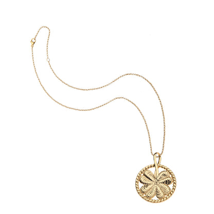 JW LUCKY CLOVER CUTOUT PENDANT COIN CLASSIC ROLO 16-18"