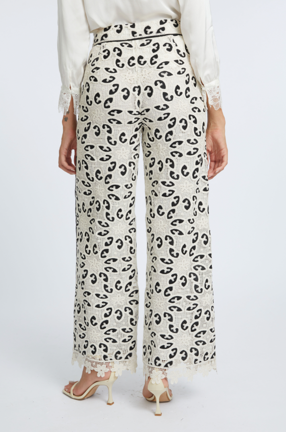 CELINE IVORY/BLACK LACE PANT