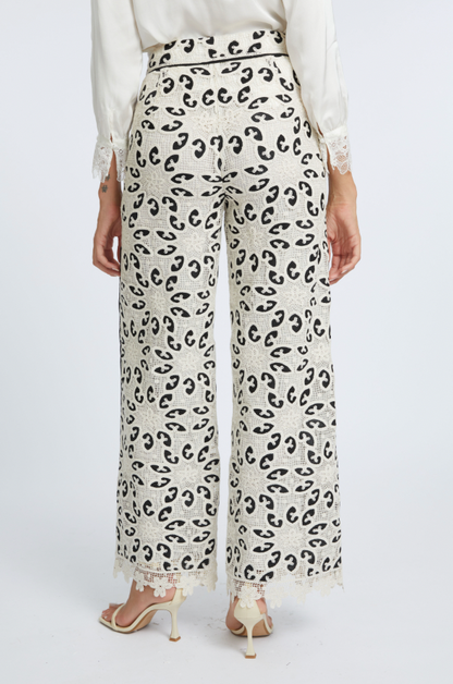 CELINE IVORY/BLACK LACE PANT