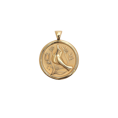 JW SMALL PENDANT COIN W/ ROLO CHAIN - PEACE - GOLD
