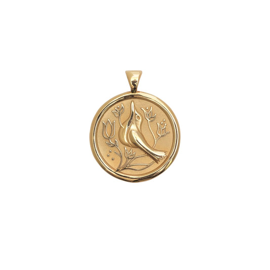 JW SMALL PENDANT COIN W/ ROLO CHAIN - PEACE - GOLD