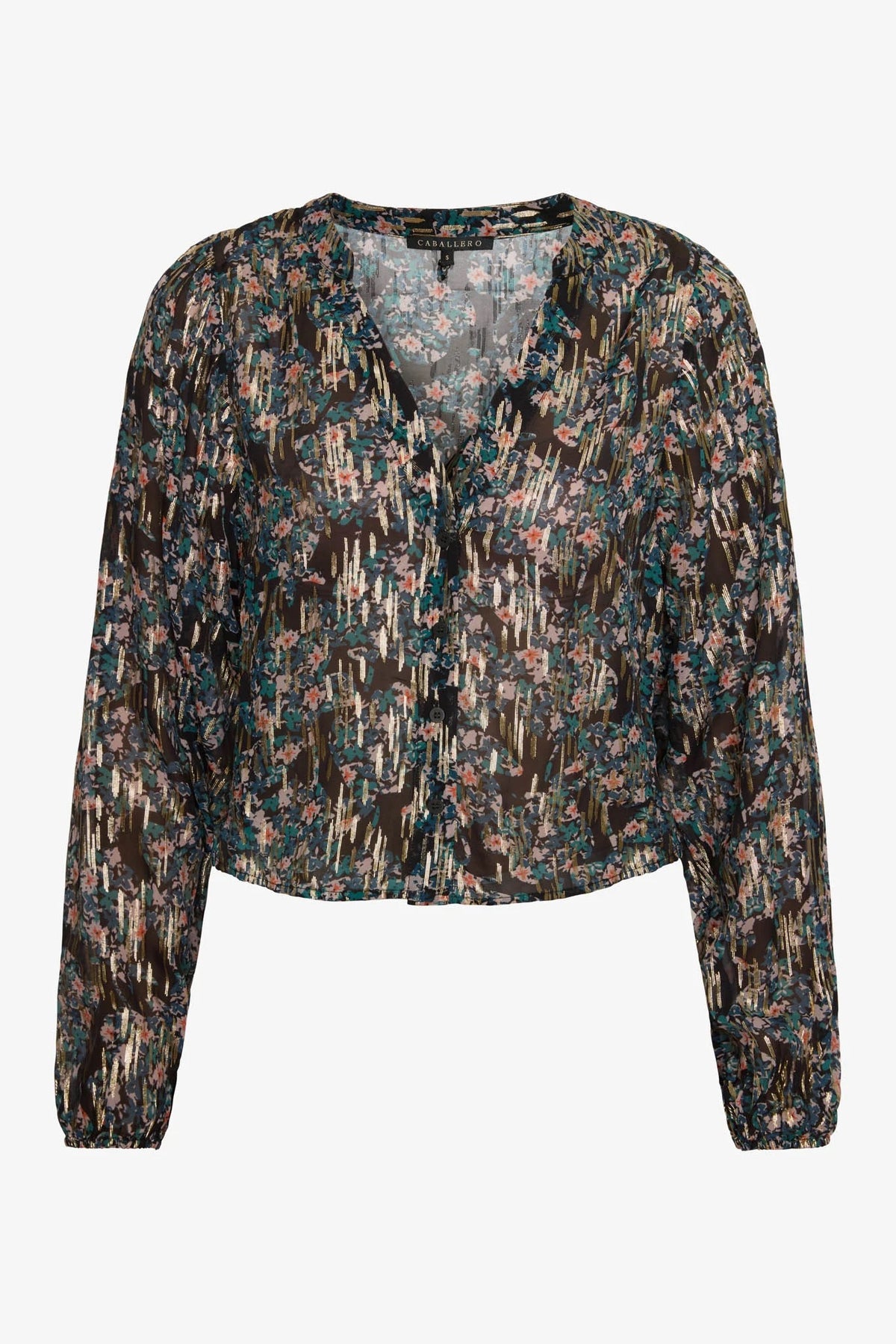 SELENE TOP IN FLORAL BURNOUT LUREX CHIFFON