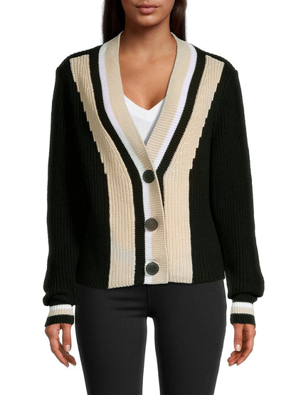 VARSITY V NECK CARDIGAN