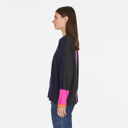 COLOR BLOCK RELAXED CREW W RACING STRIPE