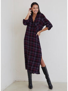 ROLLED SLEEVE DUSTER DRESS