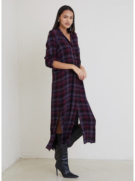 ROLLED SLEEVE DUSTER DRESS