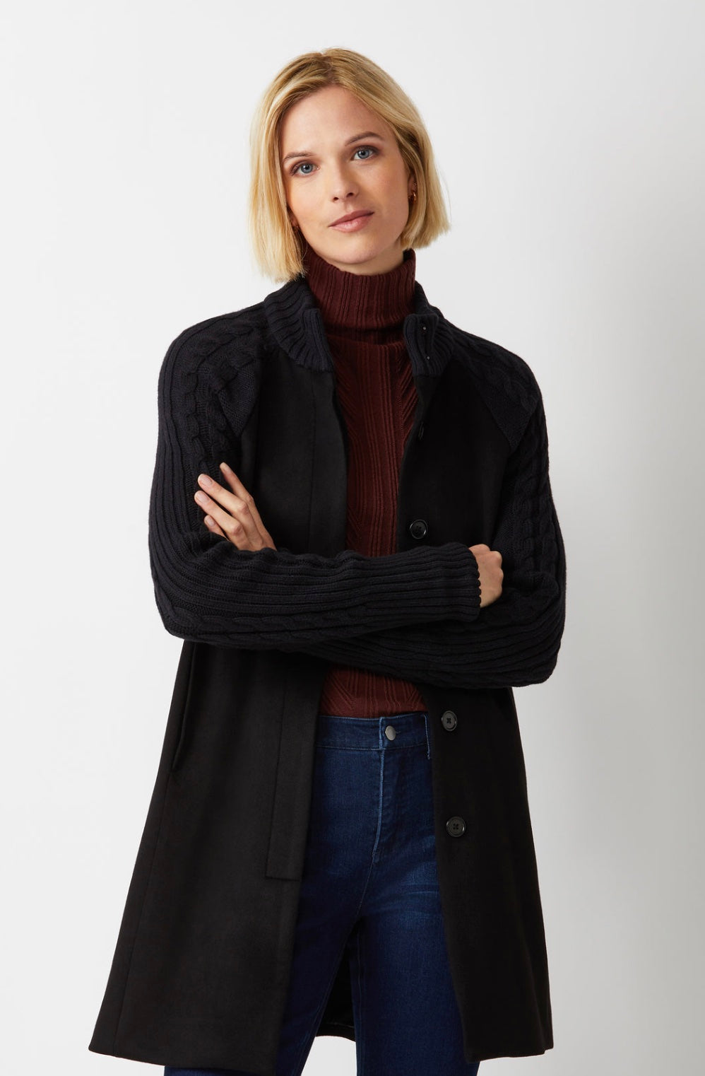FUNNEL NECK CAOT WITH RAGLAN SLEEVES